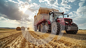 The Vital Role of a Tractor in Loading Straw Bales onto a Trailer for Transport