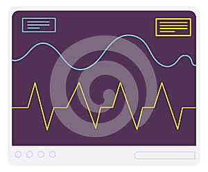 Vital sign monitoring icon. Electronic display with patient heart rate