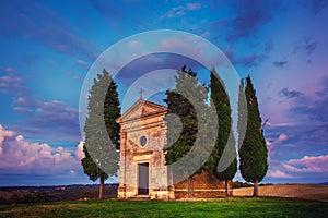 Vitaleta chapel in Tuscany