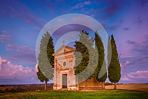 Vitaleta chapel in Tuscany