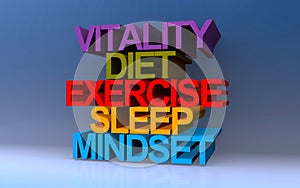 vitality diet exercise sleep mindset on blue