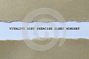 vitality diet exercise sleep mindset on white paper