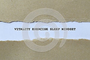 vitality exercise sleep mindset on white paper