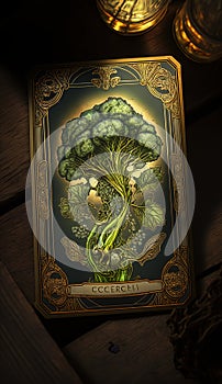 Vitality\'s Tapestry: An AI Crafted Tarot Card Weaving the Broccoli\'s Story