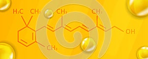 Vitamin A2 chemical formula. Vitamin A2 Realistic chemical molecular structure