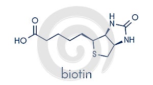 Vitamin B7 biotin molecule. Skeletal formula.
