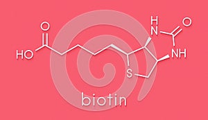Vitamin B7 biotin molecule. Skeletal formula.