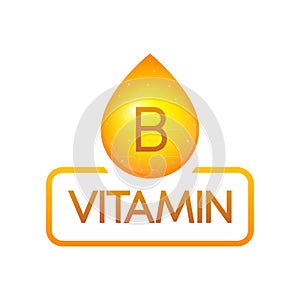 Vitamin B drop banner izolated on white background. Vector illustration.