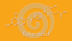 Vitamin B9 folic acid molecule. Skeletal formula. photo