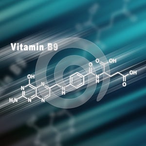 Vitamin B9, folic acid, Structural chemical formula