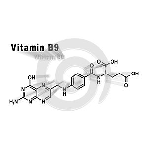Vitamin B9, folic acid, Structural chemical formula
