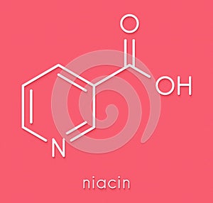 Vitamin B3 niacin molecule. Skeletal formula. photo