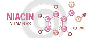 Vitamin B3 Niacin Molecule Structure Formula Illustration photo