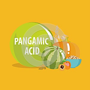 Vitamin B15 Pangamic acid. Natural organic foods with high vitamin conte