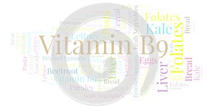 Vitamin B9 word cloud.