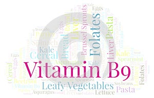 Vitamin B9 word cloud.