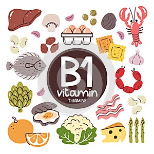 Vitamin B1 food ingredients. Thiamine