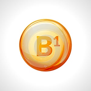 Vitamin B1 isolated on white. Medicine health symbol of thiamin. Natural chemical b1 vitamin