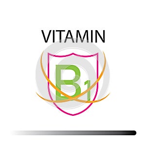 Vitamin B1. Medicine health symbol of thiamin. Natural chemical b1 vitamin