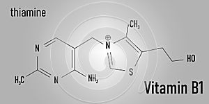 Vitamin B1 thiamine molecule. Skeletal chemical formula.