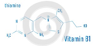 Vitamin B1 thiamine molecule. Skeletal chemical formula.