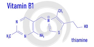 Vitamin B1 thiamine molecule. Skeletal chemical formula.