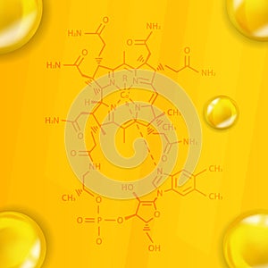 Vitamin B12 chemical formula. Vitamin B12 Realistic chemical molecular structure