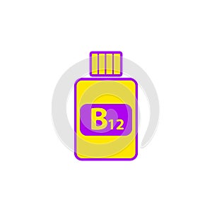 Vitamin B12 flat icon in yellow-violet colors.