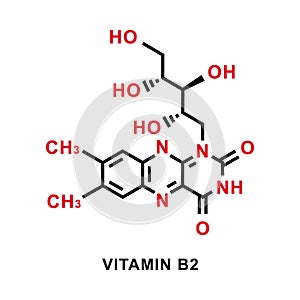 Vitamin B2 chemical formula. Vitamin B2 chemical molecular structure. Vector illustration