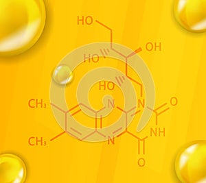 Vitamin B2 chemical formula. Vitamin B2 Realistic chemical molecular structure