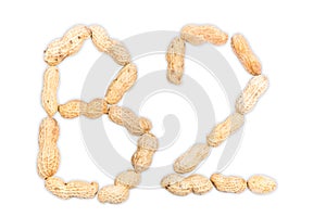 Vitamin B2 of Peanuts isolated on white background