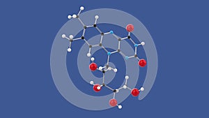 Vitamin B2 Riboflavin 3D molecule structure animation