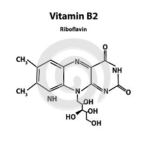 Vitamin B2. riboflavin Molecular chemical formula. Infographics. Vector illustration on isolated background.