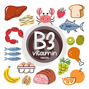 Vitamin B3 food ingredients. Niacin