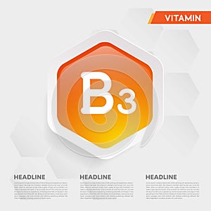 Vitamin B3 icon Drop collection set, cholecalciferol. golden drop Vitamin complex drop. Medical for heath Vector illustration