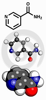 Vitamin B3 niacin molecule.