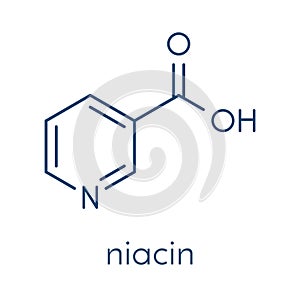 Vitamin B3 niacin molecule. Skeletal formula.