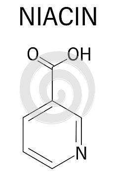 Vitamin B3 or niacin molecule. Skeletal formula.