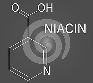 Vitamin B3 or niacin molecule. Skeletal formula.