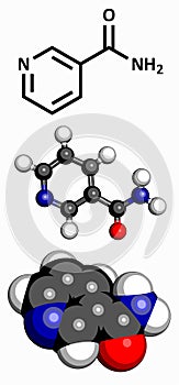 Vitamin B3 (niacinamide, nicotinic acid amide) molecule