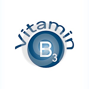 Vitamin B3. Vector icon. Vitamin B3 complex includes three forms nicotinamide, niacin, nicotinamide riboside