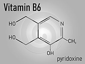 Vitamin B6 pyridoxine molecule. Skeletal formula.