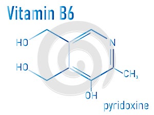 Vitamin B6 pyridoxine molecule. Skeletal formula.