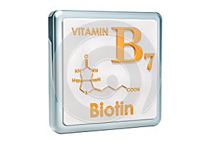 Vitamin B7, biotin. Icon, chemical formula, molecular structure