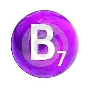 Vitamin B7 sphere molecule for healthcare medical pharmacy. Shining symbol of Vitamin B7. Biotin. Vitamin icon. 3D rendering