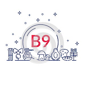 Vitamin B9, which is found in foods.