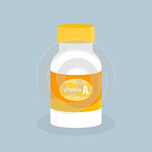 Vitamin A in bottle on blue background vector illustration