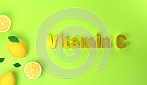 Vitamin C concept  lemon fruit citrus. Citrus fruits contains ascorbic acid.