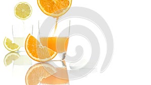 Vitamin c concept orange lemon juice aspirin tablet