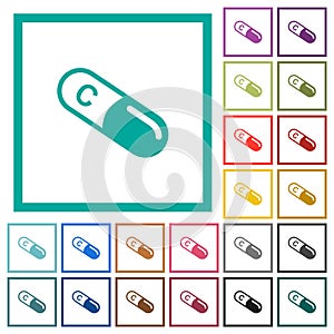 Vitamin C flat color icons with quadrant frames